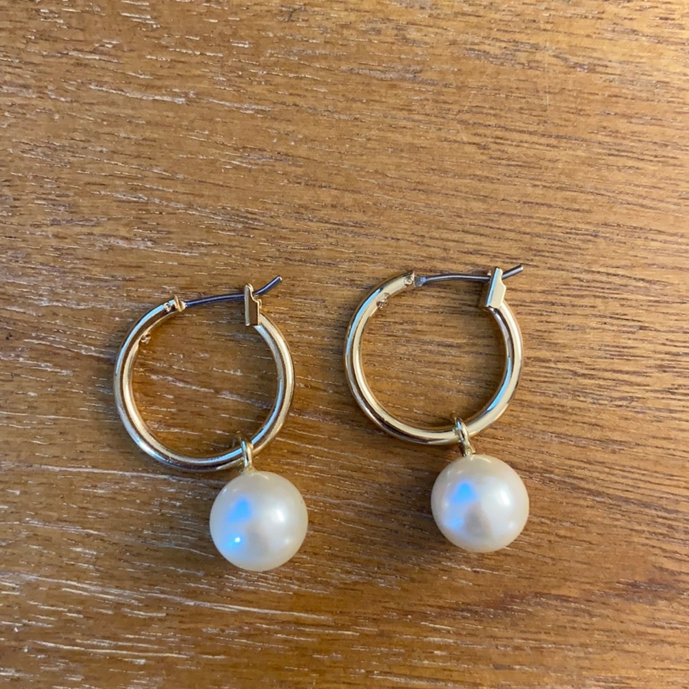J. Crew Factory hoop earrings with pearl